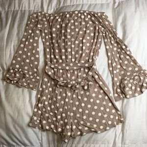 Tan Polka Dot Romper